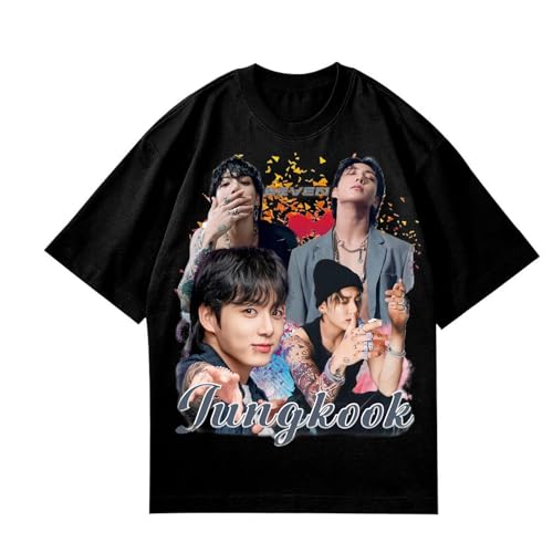 JUNGKOOK Trendy Grafik T-Shirt ARM-Y Unterstützung Unisex T-Shirts for Männer Frauen Mädchen(Black,L) von Generic