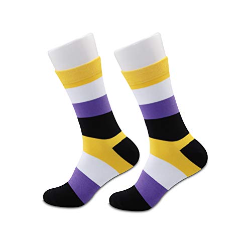 JXGZSO 1 Paar Socken ohne Binär Pride Flagge, kein Binär Geschenke LGBT Nonbinär Geschenk Pride Queer Non-Binary Geschenk Gr. M, Non Binary Pride Flaggen-Socken 3.0, 1 Paar von Generic
