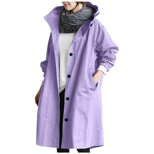 Jacke Damen Jacke Damen Grün Trenchcoat Damen Damen-Regenjacke Übergröße, Mit Kapuze Mantel, Wasserdicht Damen Übergangsjacken Wetterjacke Damen Wasserdicht Atmungsaktiv Regenjacke Damen von Generic