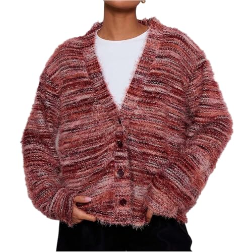 Jacke Damen Übergangsjacke Cardigan Damen Leicht Langarm: Strickjacke Damen Kurz Böhmische Häkeljacke mit Knöpfe, Strand- und Urlaubsjacke, Warme Übergangsjacke M 1 Wine von Generic