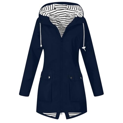 Jacke Damen Übergangsjacke Elegant - Regenjacke Damen Große Größen - Freizeitjacke Sportlich Funktionsjacke Winter Outdoorjacke Atmungsaktiv Windjacke Fahrrad Stanzjacke Einfarbig Softshelljacke von Generic