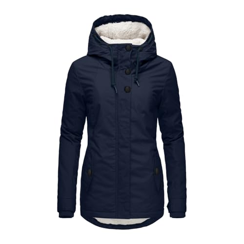Jacke Damen Winter,Mantel Damen Winterjacke Lang Parka Gefüttert Wintermantel Wasserdicht Mit Kapuze Warm Winterparka,Mantel Grau Damen,Winterjacke Damen Grosse Grössen Xxxl,C Navy,L von Generic