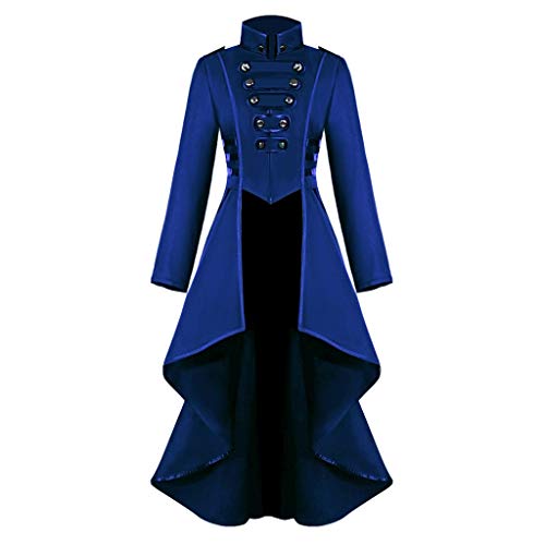 Jacke Frack Frauen Mantel Gothic Kost黰 Steampunk Spitze Halloween Korsett Damen Mantel Damen Kleidung, blau, 38 von Generic