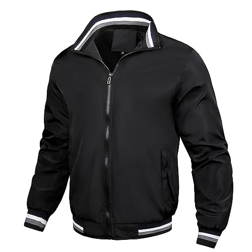 Jacke Herren Ultraleichte Bomberjacke Basic Übergangsjack Leichte Dünne Herren-Jacken Freizeit Softshelljacke Große Größen Sportjacke Casual Locker Jacket Angebote Schwarz S von Generic