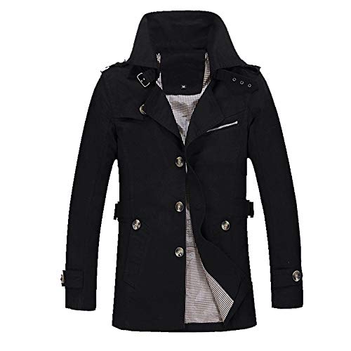 Jacke Herren Winter Übergangsjacke Arbeitsjacke Trenchcoat Wintermantel Outdoor Herbst Langarm Jacken Arbeits Modern Business Oktoberfest Outfit Oberbekleidung Schwarz XL von Generic