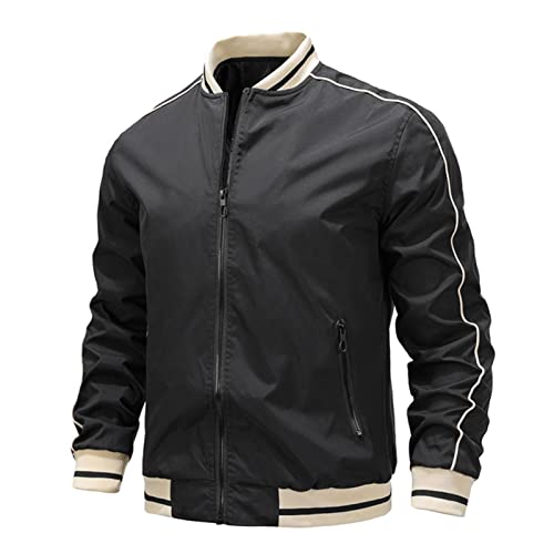 Jacke Herren üBergangsjacke Herren-Patchwork-Jacke Baseball Large Size Loose Fashion Jacket Lederjacke Herren von Generic