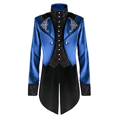 Jacke Punk Herren - Herren Gothic Steampunk Frack Mantel Mittelalter Vintage Uniform Smoking Mantel Viktorianischen Uniformkleid Halloween Maskerade Retro Spleißen Kostüm Mantel von Generic