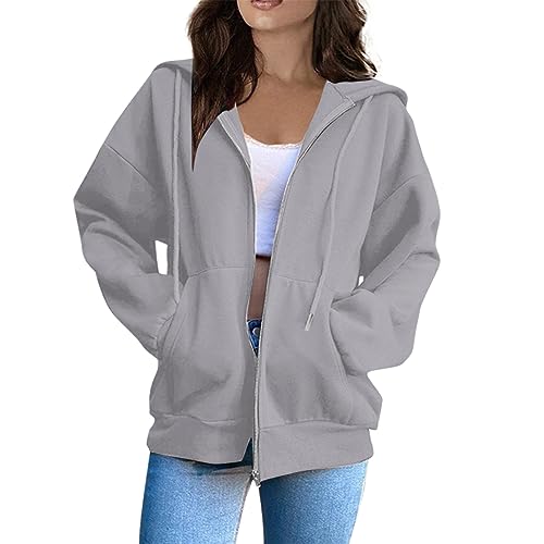 Jacken Damen,Trainingsjacke Damen,Damen Kapuzenpullover Sweatjacke Sweatshirt Solide Farben Kapuzenjacke Kapuzenpulli Langarm Sport Style Casual Basic Hoodie,Grau,3XL Jacken Damen,Trainingsjacke Damen,Damen Kapuzenpullover Sweatjacke Sweatshirt Solide Farben Kapuzenjacke Kapuzenpulli Langarm Sport Style Casual Basic Hoodie,Grau,3XL von Generic
