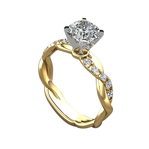 Jahrestag Diamant Ring Damen Paar Geschenk Valentinstag Braut Versprechen Party Ring Prinzessin Tag Hochzeit Verlobungsring Schmuck Ring Mode Ringe Große Größe Ringe für Frauen, gold, 11 von Generic