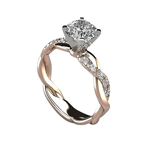 Jahrestag Diamant Ring Damen Paar Geschenk Valentinstag Braut Versprechen Party Ring Prinzessin Tag Hochzeit Verlobungsring Schmuck Ring Mode Ringe Große Größe Ringe für Frauen, rose gold, 11 von Generic