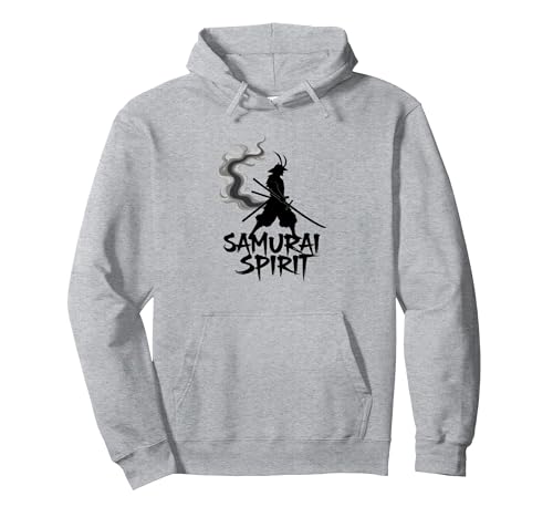 Japanische Samurai Spirit Warrior Kunst für Männer Pullover Hoodie, Unisex für Erwachsene, Grau Meliert, XXL von Generic