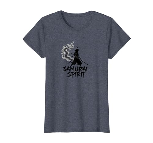 Japanische Samurai Spirit Warrior Kunst für Männer T-Shirt, Damen, Blau Meliert, XS von Generic