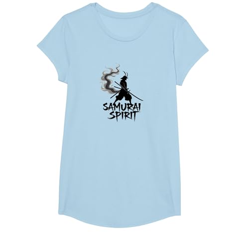 Japanische Samurai Spirit Warrior Kunst für Männer T-Shirt, Girls, Himmelblau, XS von Generic