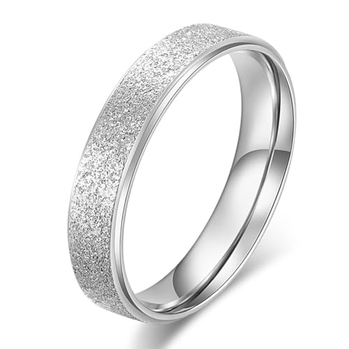 Japanische und koreanische mattierte Titanstahlringe, einfache Verlobungsringe aus Titanstahl für Männer und Frauen von Generic