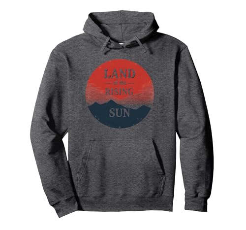 Japanisches Land der aufgehenden Sonne für Männer, Vintage-Stil, Geschenk Pullover Hoodie, Unisex für Erwachsene, Anthrazit Meliert, XL von Generic