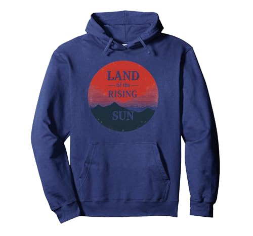 Japanisches Land der aufgehenden Sonne für Männer, Vintage-Stil, Geschenk Pullover Hoodie, Unisex für Erwachsene, Marineblau, XL von Generic