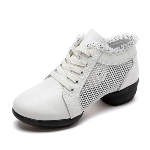 Jazz Tanzstiefel Für Damen Schnürung Atmungsaktive Mesh Ballroom Athletic Walking Slipper Mit Geteilter Sohle,Weiß,34 EU Jazz Tanzstiefel Für Damen Schnürung Atmungsaktive Mesh Ballroom Athletic Walking Slipper Mit Geteilter Sohle,Weiß,34 EU von Generic