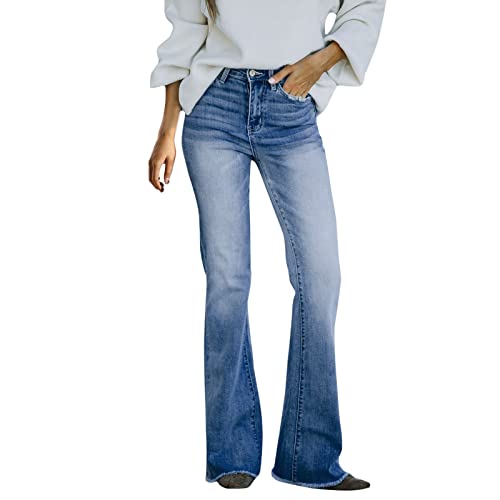 Jeans Damen, Jeans Damen High Waist Stretch Denim Hose Straight Wide Leg Jeans Sommer Casual Schlaghose Skinny Fit Jeanshose mit Taschen Boyfriend Pants Bootcut Streetwear Freizeithose von Generic