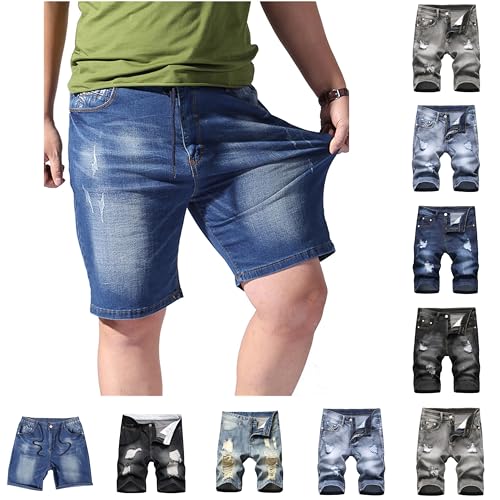 Jeans Herren Regular Fit Shorts Vintage Distressed Jeansshorts Denim Stretch Freizeithose Sommer Jeanshose Große Größen Kurz Hose Destroyed Jeanshosen mit Taschen Cargohose für Männer Jeans Herren Regular Fit Shorts Vintage Distressed Jeansshorts Denim Stretch Freizeithose Sommer Jeanshose Große Größen Kurz Hose Destroyed Jeanshosen mit Taschen Cargohose für Männer von Generic