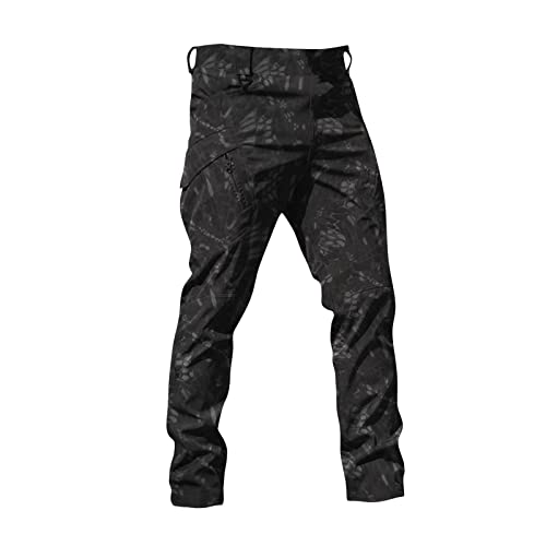 Jeans Herren Wanderhose Cargohose Lang Sommer Slim Fit Stoffhose Hosen Outdoorhose Fahrrad Jagdhose Cargohosen Techwear Trackpants Funktionshose Hose C-Schlangenmuster XXL 5111 von Generic