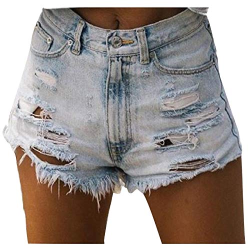 Jeans Shorts Damen Sommer - Kurze Jeanshose Damen Low Waist Kurze Hose Jeans mit Löchern Knöpfen Sexy Hotpants Sommerjeans Stretch Damenjeans Zerrissene Damenshorts Jeans-Shorts für Frauen von Generic