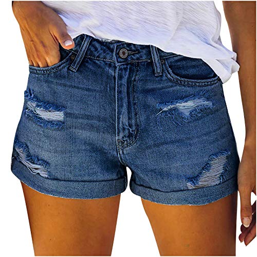 Jeans Shorts Damen Zerrissene Kurze Hose Damen Sommer Destroyed Jeansshort High Waist Sexy Low Denim Shorts Slim Stretch Grosse Grössen Lose Jeansshorts Bermuda Übergröße Hotpants Strandshorts von Generic