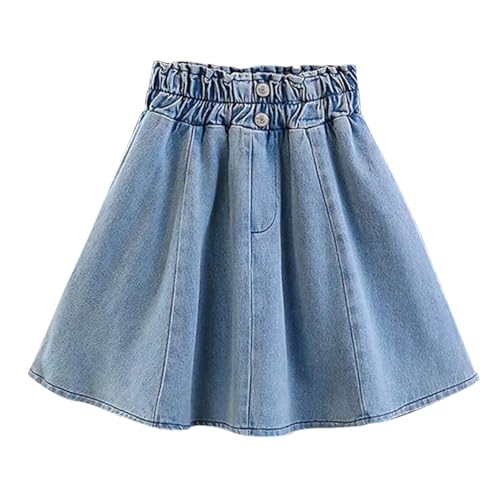 Jeans Skirt Mädchen Sommer höhe Taille Eine Linie Baggy Jeanshosen Lässiger Mode Y2k Hip Hop Jeansrock für KinderParty Festival Kurz Jean Dress Kleidung (Light Blue, 12-13 Years) von Generic