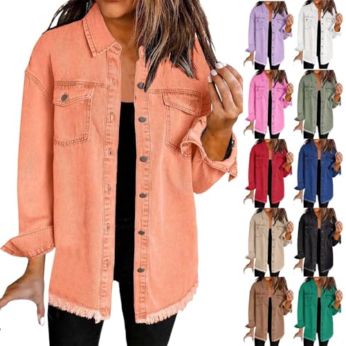 Jeanshemd Damen Langarm Jeansjacke Knopfleiste Denim Hemdbluse Lockere Longbluse Mode Hip Hop Y2K Retro Jeansbluse mit Rüschen Saum Langarmshirt Freizeit Oberteil Mädchen Streetwear Jeanshemd Damen Langarm Jeansjacke Knopfleiste Denim Hemdbluse Lockere Longbluse Mode Hip Hop Y2K Retro Jeansbluse mit Rüschen Saum Langarmshirt Freizeit Oberteil Mädchen Streetwear von Generic