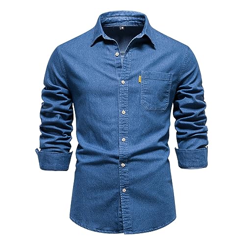 Jeanshemd Herren Cowboy-Style Langarmhemd Denim Shirt Freizeithemd männer Business Casual Western Kent-Kragen Hemd Männer Regular Fit Jeanshemd Herren Cowboy-Style Langarmhemd Denim Shirt Freizeithemd männer Business Casual Western Kent-Kragen Hemd Männer Regular Fit von Generic