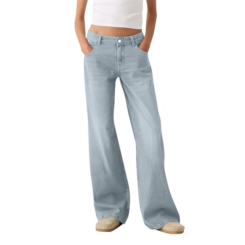 Jeanshose Damen Bootcut - Boyfriend Jeans Damen Low Waist Baggy Jeanshosen 70Er Schlaghose Hiphop Jogginghose Elegante Stoffhose Loose Fit Stretch-Jeans Y2K Denimhose Flared Streetwear von Generic