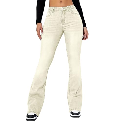 Jeanshose Damen High Waist Baggy - Jeans Bootcut Damen Stretch Hüftjeans Skinny Schlaghose Elegante Vintage Flared-Hosen Baggy Y2K Denimhose Hiphop Streetwear Locker Jogginghose von Generic