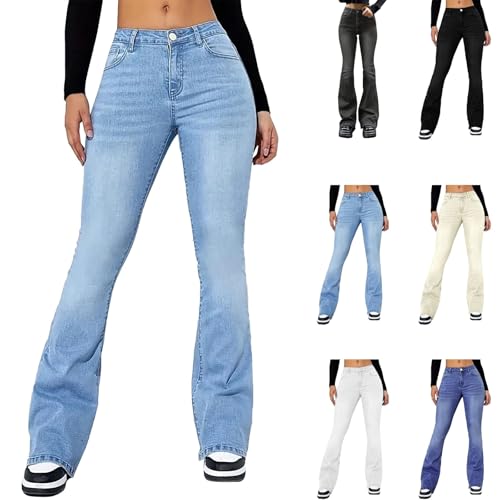Jeanshose Damen High Waist Baggy - Jeans Bootcut Damen Stretch Hüftjeans Skinny Schlaghose Elegante Vintage Flared-Hosen Baggy Y2K Denimhose Hiphop Streetwear Locker Jogginghose von Generic