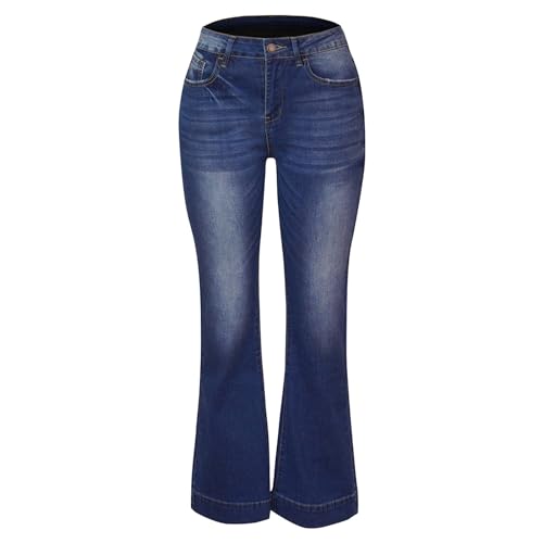 Jeanshose für Damen, Highwaist Jeans, Damen, hohe Taille, Chunkyrayan Jeans für Strand, Zuhause, Arbeit, Urlaub, Rendez-Vous, dunkelblau, Medium von Generic