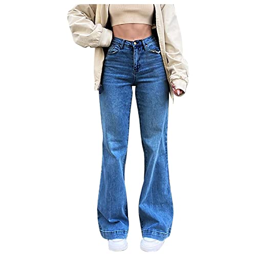 Jeanshosen Damen Vintage Hohe Taille Straight Jeans Gewaschene Jeans Mode Denim Hose Baggy Jeans Weites Bein Gerade Denim Hose Casual Lose Pants Denim Hosemit Multiple Taschen(Ca,XXL) von Generic