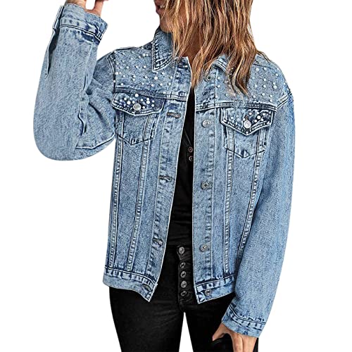 Jeansjacke Damen Kurz Übergangsjacke Leicht Wash Denim Jacke Jeansjacke Damen Jeans Jacken für Damen Jeansjacke Mädchen Kurze Jeansjacke Damen (Blue, XXL) von Generic