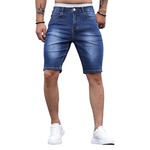 Jeansshorts Herren Sommer Denim Hose Stretch Regular Fit Kurze Hosen Einfarbig Jeans Shorts Kurz Jeanshose Einfache Lässig Lockere Jeanshosen Casual Klassische Jeans Shorts Einfarbig Freizeithose von Generic