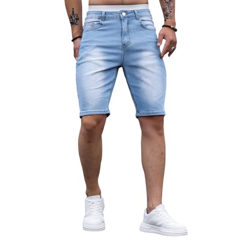 Jeansshorts Herren Sommer Denim Hose Stretch Regular Fit Kurze Hosen Einfarbig Jeans Shorts Kurz Jeanshose Einfache Lässig Lockere Jeanshosen Casual Klassische Jeans Shorts Einfarbig Freizeithose von Generic