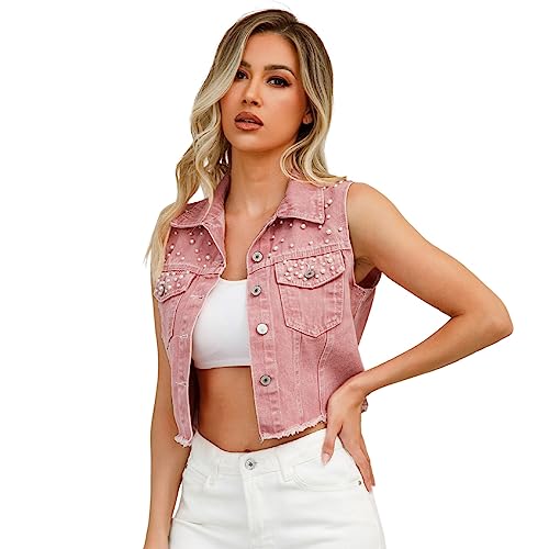 Jeansweste Damen Jeansjacke mit Perlen Ärmellos Jacke Fashion Damen-westen Übergangsjacke Denim Jeans Weste Jeansmantel Vintage Trachtenweste Damen-Jacken Y2K Streetwear Freizeitjacken Jeansweste Damen Jeansjacke mit Perlen Ärmellos Jacke Fashion Damen-westen Übergangsjacke Denim Jeans Weste Jeansmantel Vintage Trachtenweste Damen-Jacken Y2K Streetwear Freizeitjacken von Generic
