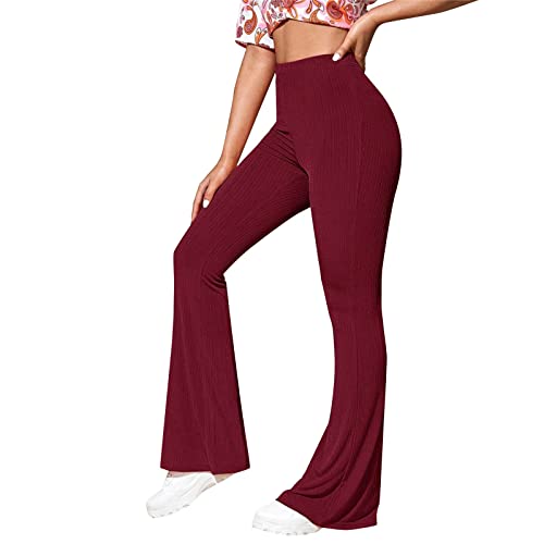 Jersey-Yogahose Damen Weites Bein Tall: Schlaghose Damen Stoff Elegant Hose Mit Taschen Activewear Hosen High Waist Yoga Pants Bootcut Jeans Stretch Flared Stoffhose Flare Leggings Jazzpants von Generic
