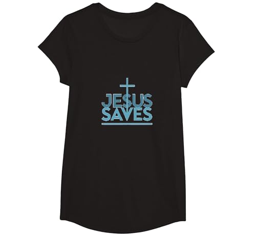 Jesus Saves: Inspirierende christliche Glaubensbotschaft T-Shirt, Girls, Schwarz, XS Jesus Saves: Inspirierende christliche Glaubensbotschaft T-Shirt, Girls, Schwarz, XS von Generic