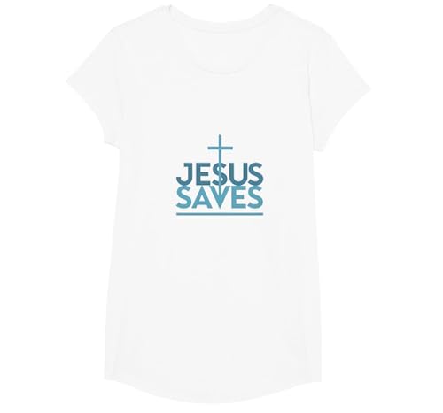 Jesus Saves: Inspirierende christliche Glaubensbotschaft T-Shirt, Girls, Weiß, XS Jesus Saves: Inspirierende christliche Glaubensbotschaft T-Shirt, Girls, Weiß, XS von Generic