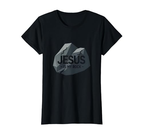 Jesus is My Rock: Inspirierende christliche Grafik, Jesus T-Shirt, Damen, Schwarz, M von Generic