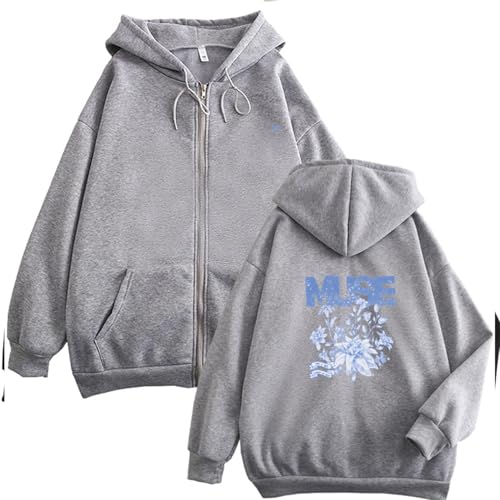 Jimin Muse Kapuzenpullover Mit Reißverschluss, Park Jimin Solo Album K-Pop Support Unisex Cardigan Sweatshirt Top(Gary-Thin,L) von Generic