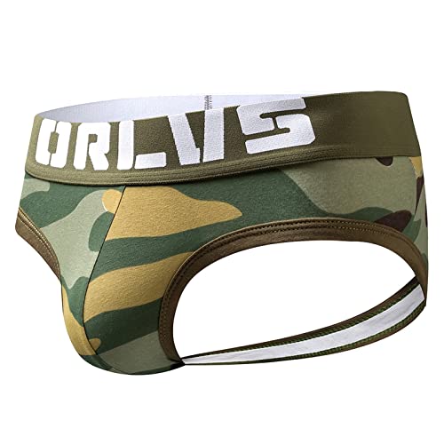 Jockstrap Herren Camo Men String Tanga Stretch Jocks Tanga Slip Männer Unterwäsche Sport Jockstraps Tangaslip Bequeme Weiche Unterwäsche Armeegrün XXL von Generic