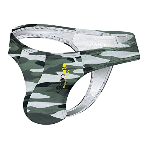 Jockstrap Herren Camo String Tanga Männer Jocks Stretch Tanga Slip Männer Unterhosen Jockstraps Sport Wäsche Sportunterwäsche Low-Rise Grey M von Generic
