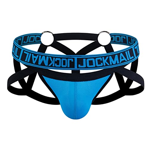 Jockstrap Herren Mesh String Tanga Mann Stretch Jocks Tanga Slip Männer Unterhosen Sport Jockstraps Tangaslip Bequeme Weiche Unterwäsche Blau XL von Generic