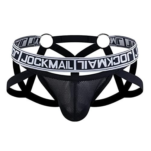 Jockstrap Herren Mesh String Tanga Mann Stretch Jocks Tanga Slip Männer Unterhosen Sport Jockstraps Tangaslip Bequeme Weiche Unterwäsche Schwarz XL von Generic