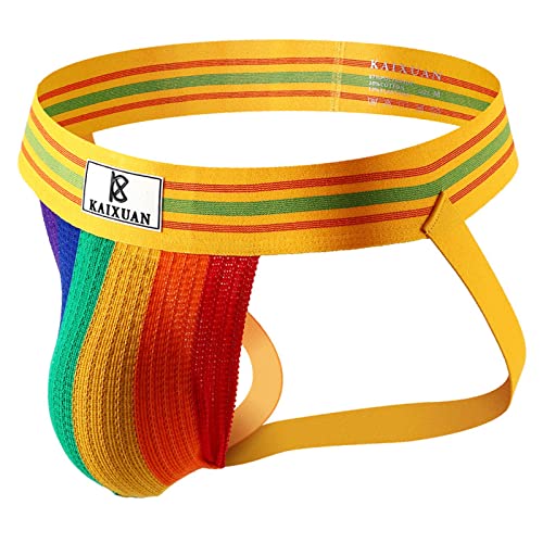 Jockstrap Herren Rainbow Men String Tanga Jocks Tanga Slip Stretch Männer Unterwäsche Jockstraps Gay Sport Tangaslip Atmungsaktiv Sportunterwäsche B L von Generic