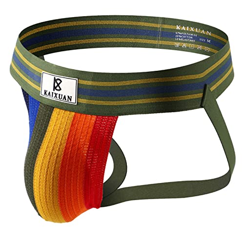 Jockstrap Herren Rainbow Men String Tanga Jocks Tanga Slip Stretch Männer Unterwäsche Jockstraps Gay Sport Tangaslip Atmungsaktiv Sportunterwäsche C M von Generic