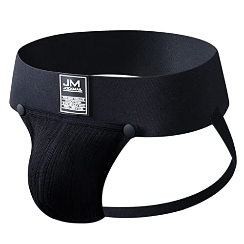 Jockstrap Herren String Tanga Mann Stretch Jocks Tanga Slip Männer Unterwäsche Jockstraps Sport Wäsche Atmungsaktiv Sportunterwäsche Schwarz M von Generic